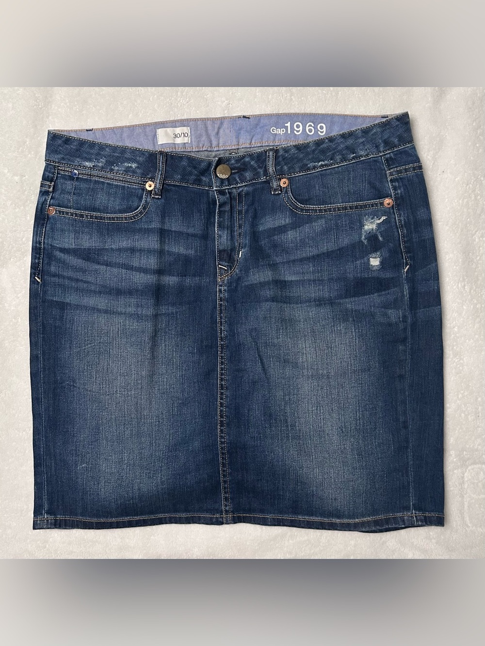 GAP 1969 Vintage Indigo Blue Denim Midi Skirt
